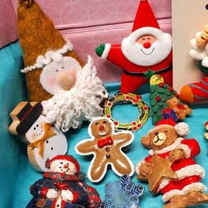 Adorable Christmas pins, some are vintage, Rhinestones, metal, acrylic & metal